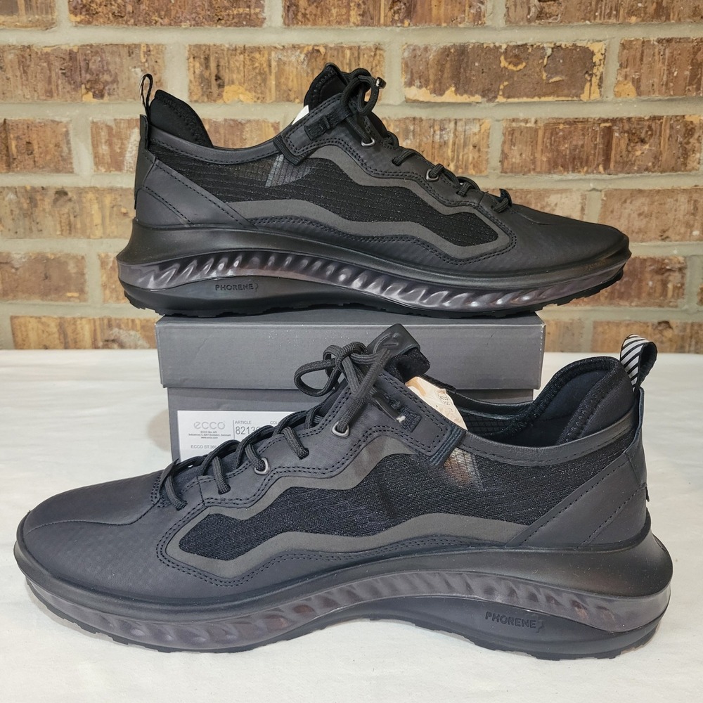 ECCO ST.360 M Mens Black Leather Sneakers 8 Size EU 45 / US 11-11.5 NEW